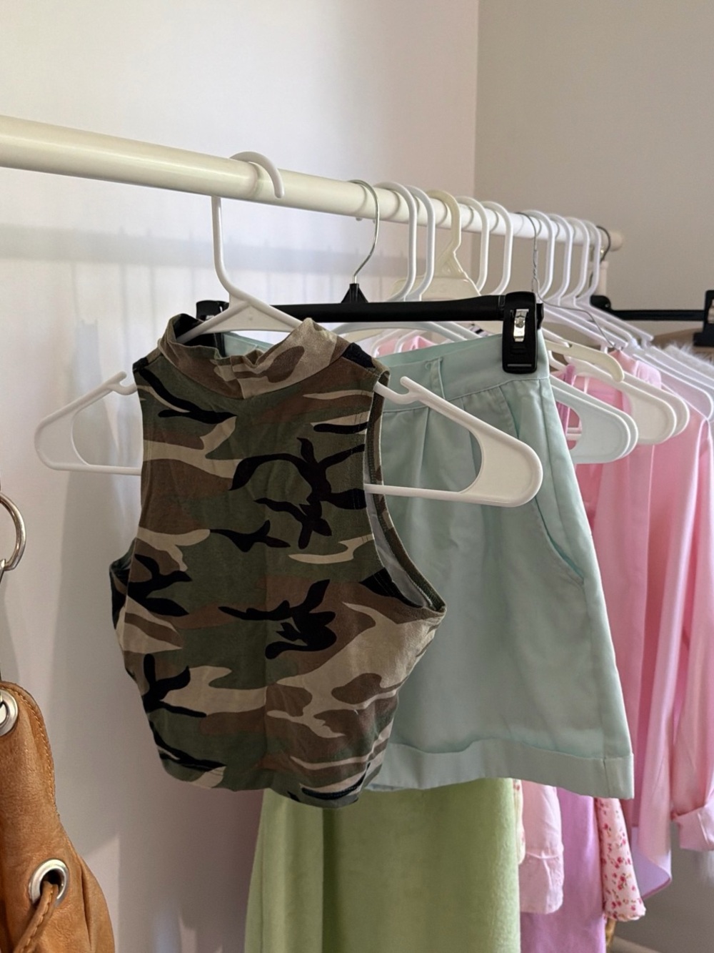 Camouflage Mock Neck Crop Tank Top - Camo Green